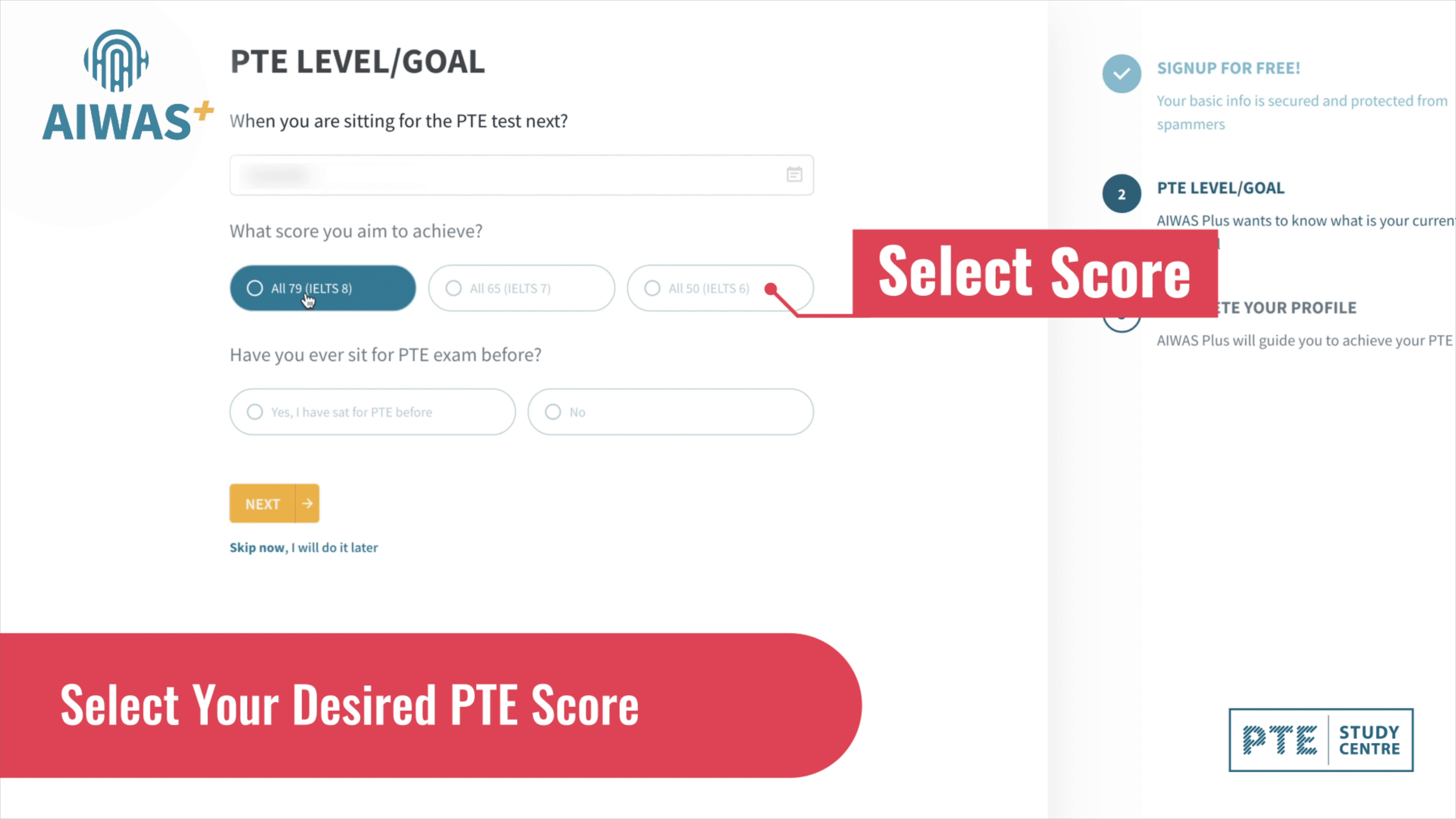 Select desired score