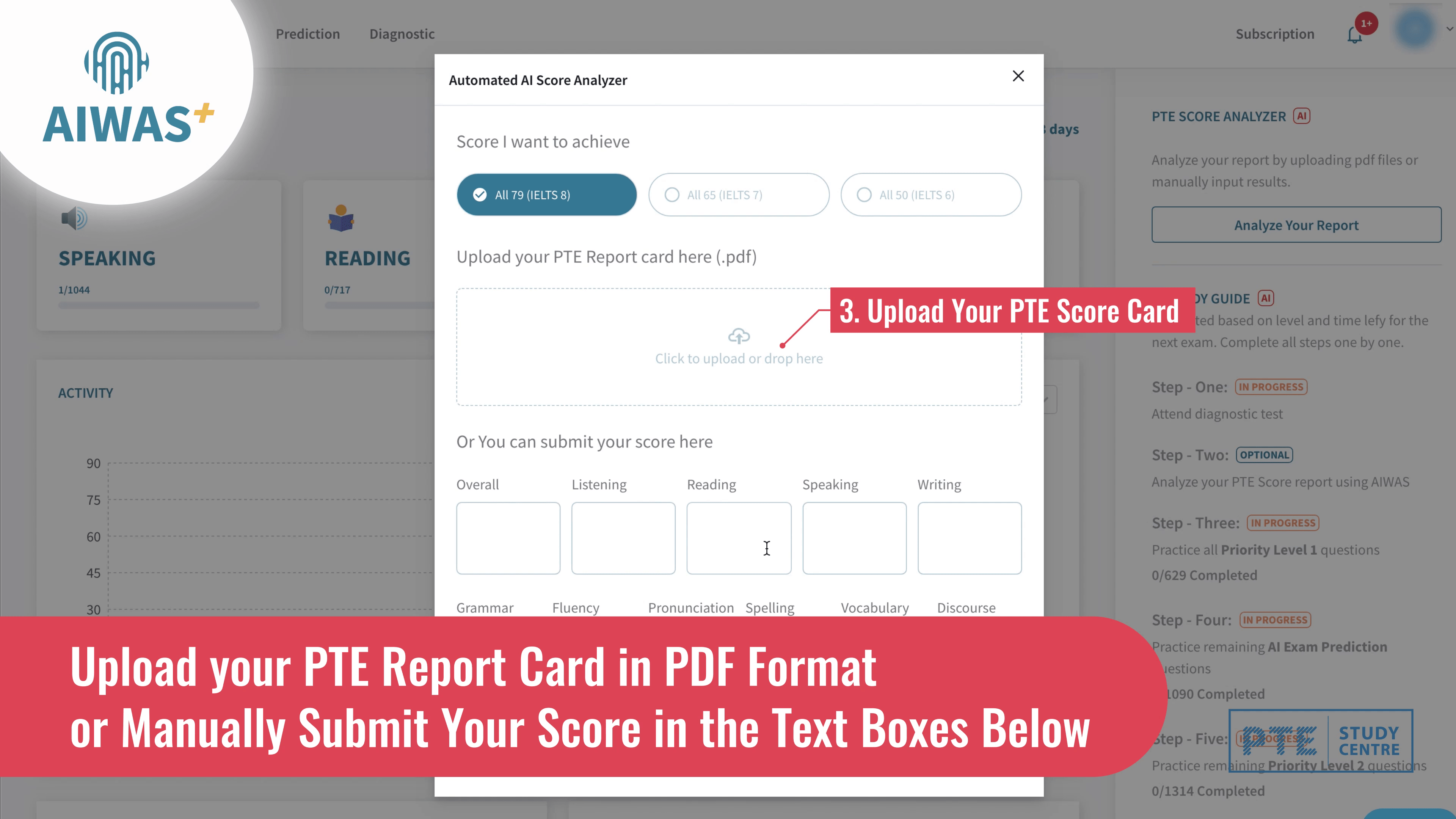 Upload your pte score card