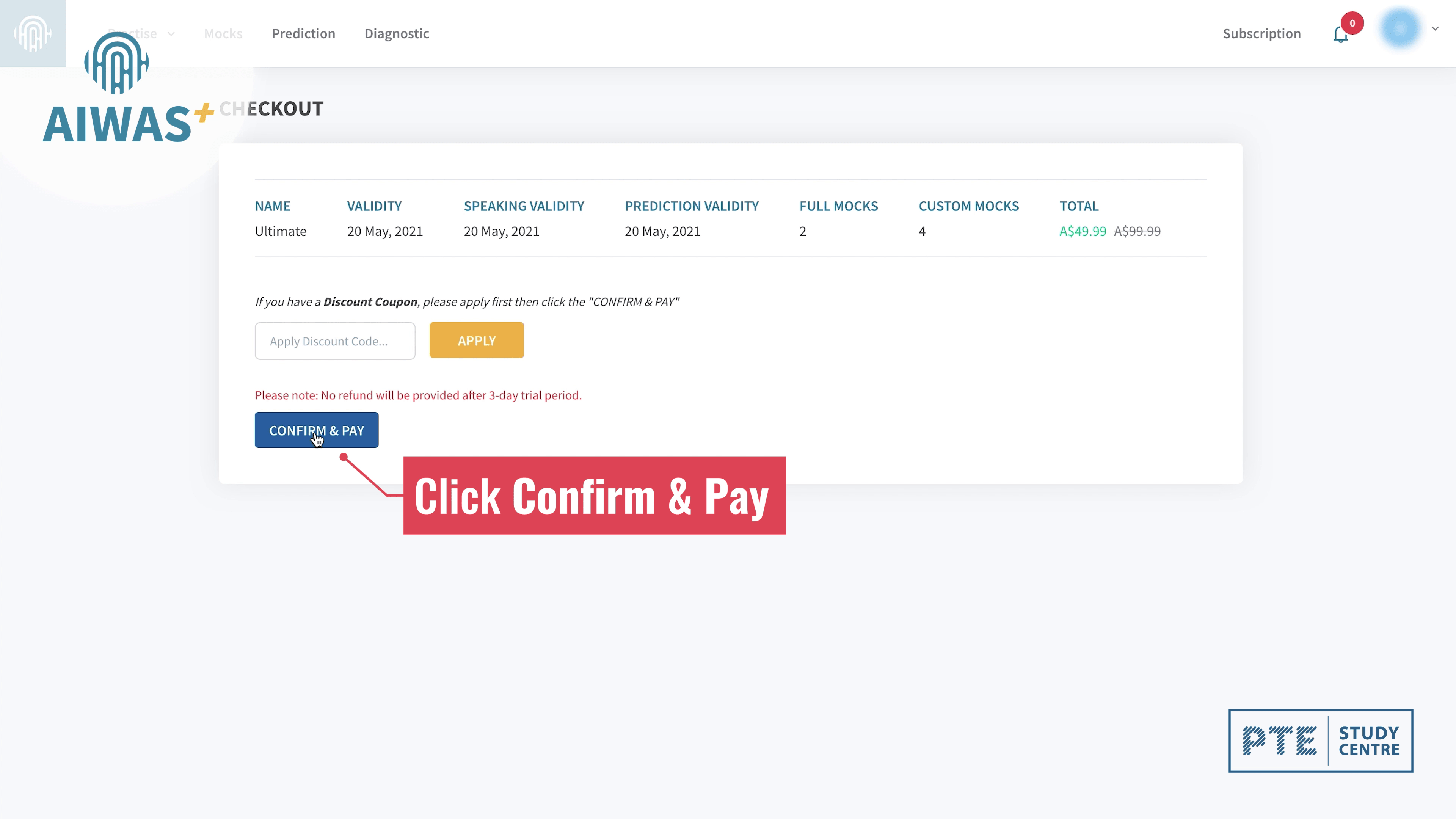 Click Confirm & Pay