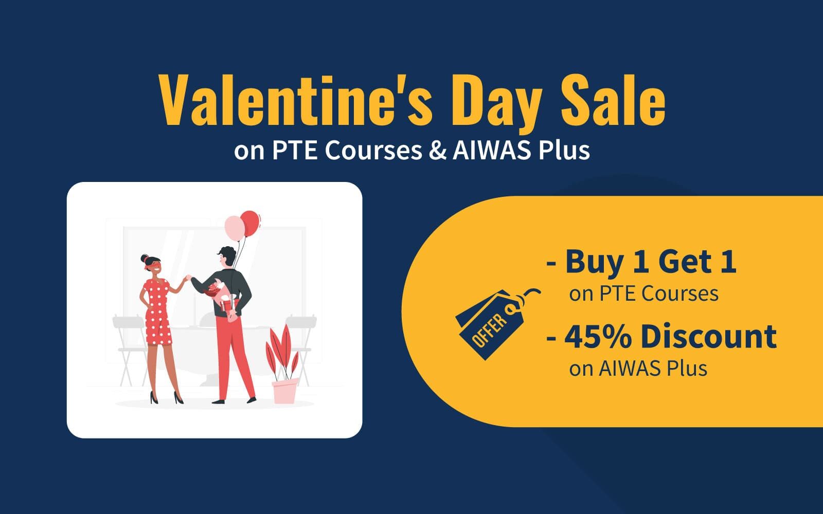Valentine&#8217;s Day Sale on PTE Courses &#038; AIWAS Plus image